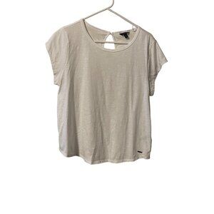 Nautica Women's White Short Sleeve Top XL Keyhole Back #K-4-67-0
